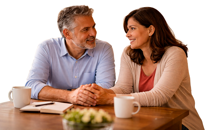 Pareja conversando sobre su futuro.